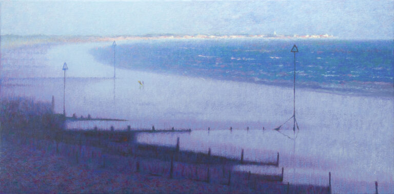 Selsey Bill last light oil painting